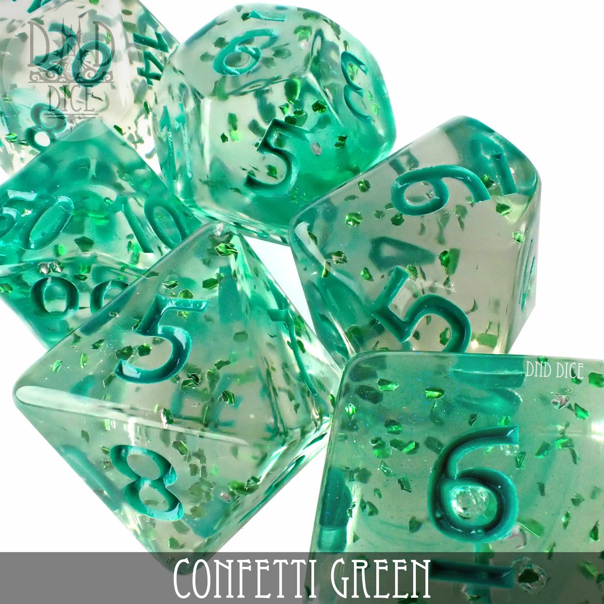 Confetti Green Dice Set