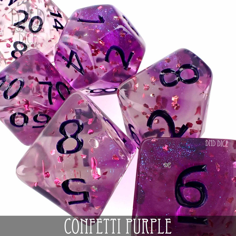 Confetti Purple Dice Set