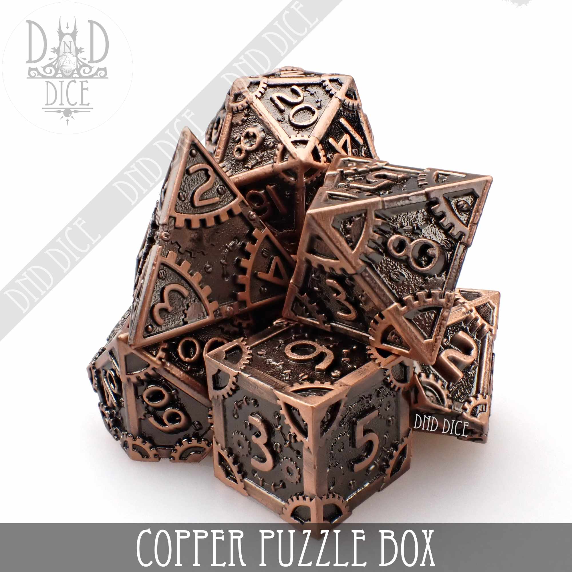 Puzzle Box Metal Dice Set (2 Colors)