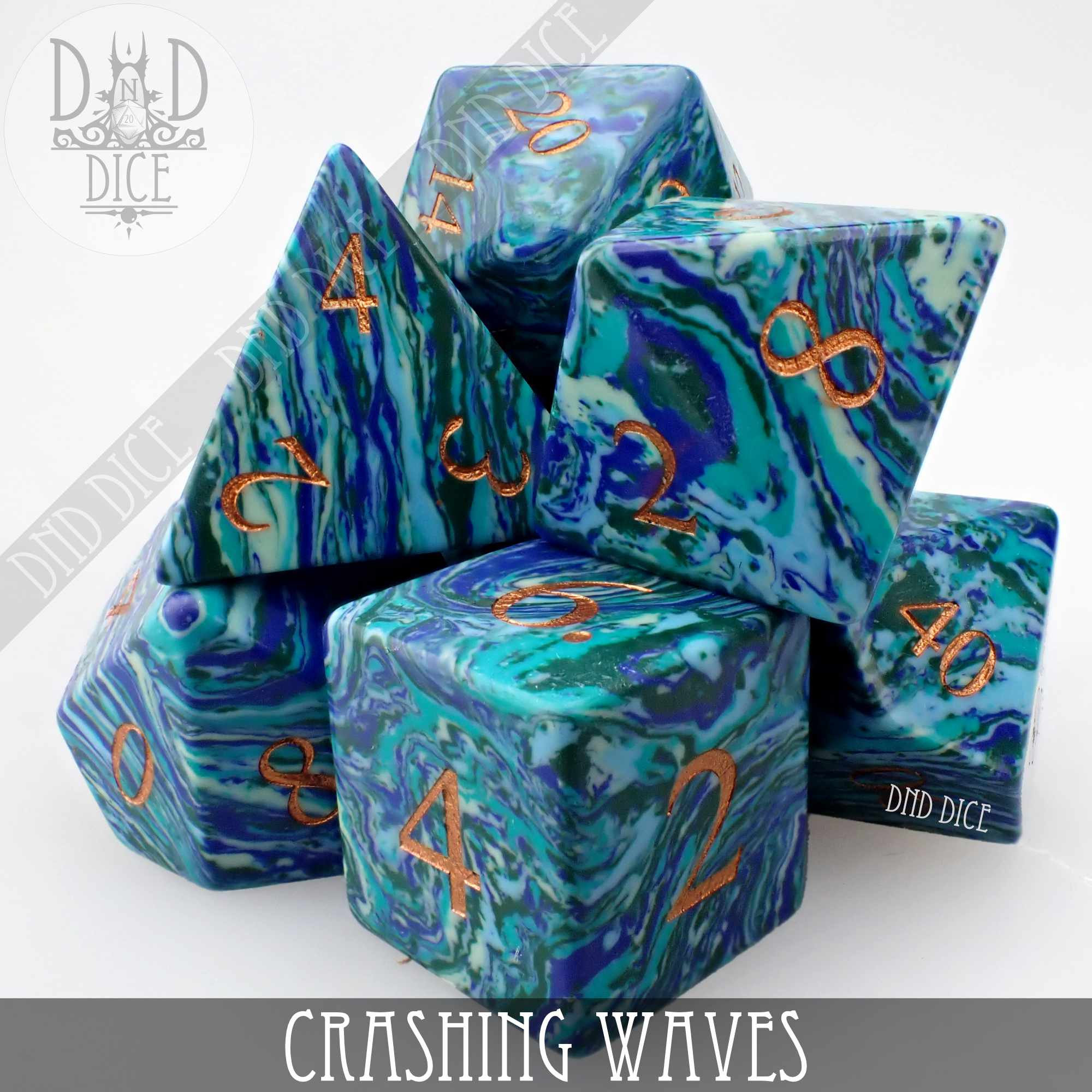 Crashing Waves Turquoise Dice Set (Gift Box)