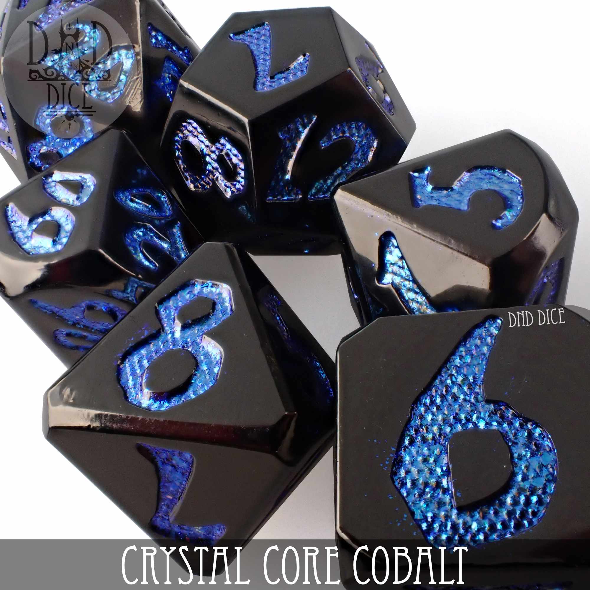 Crystal Core Cobalt Metal Dice Set