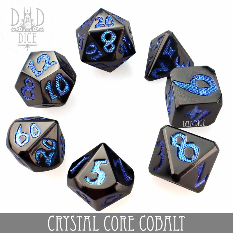 Crystal Core Cobalt Metal Dice Set