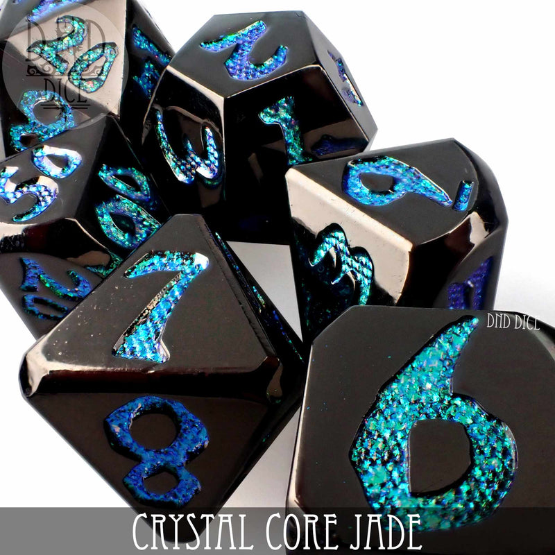 Crystal Core Jade Metal Dice Set