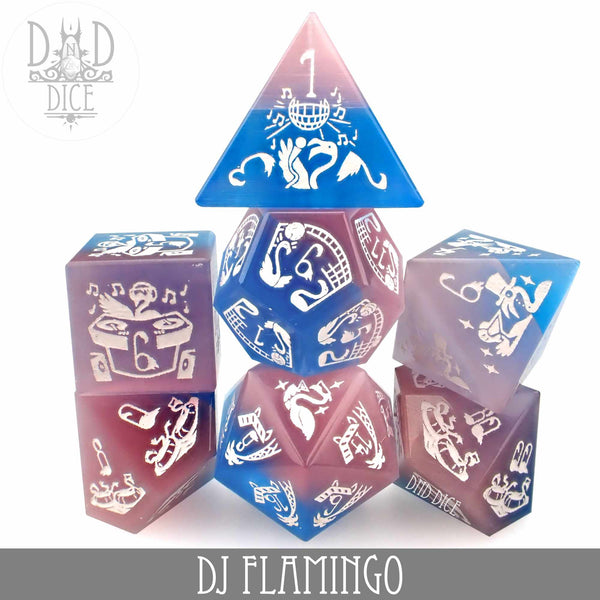 DJ Flamingo Gemstone Dice Set (Gift Box)
