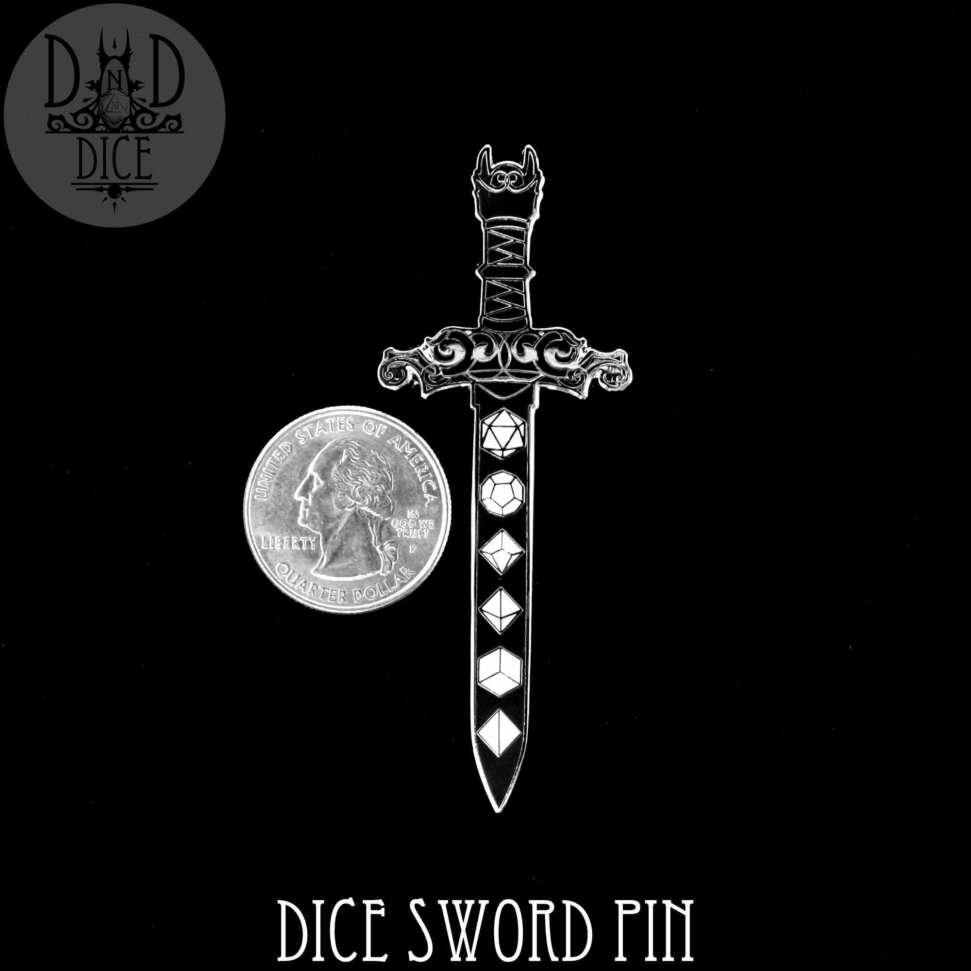 Dice Sword Enamel Pin