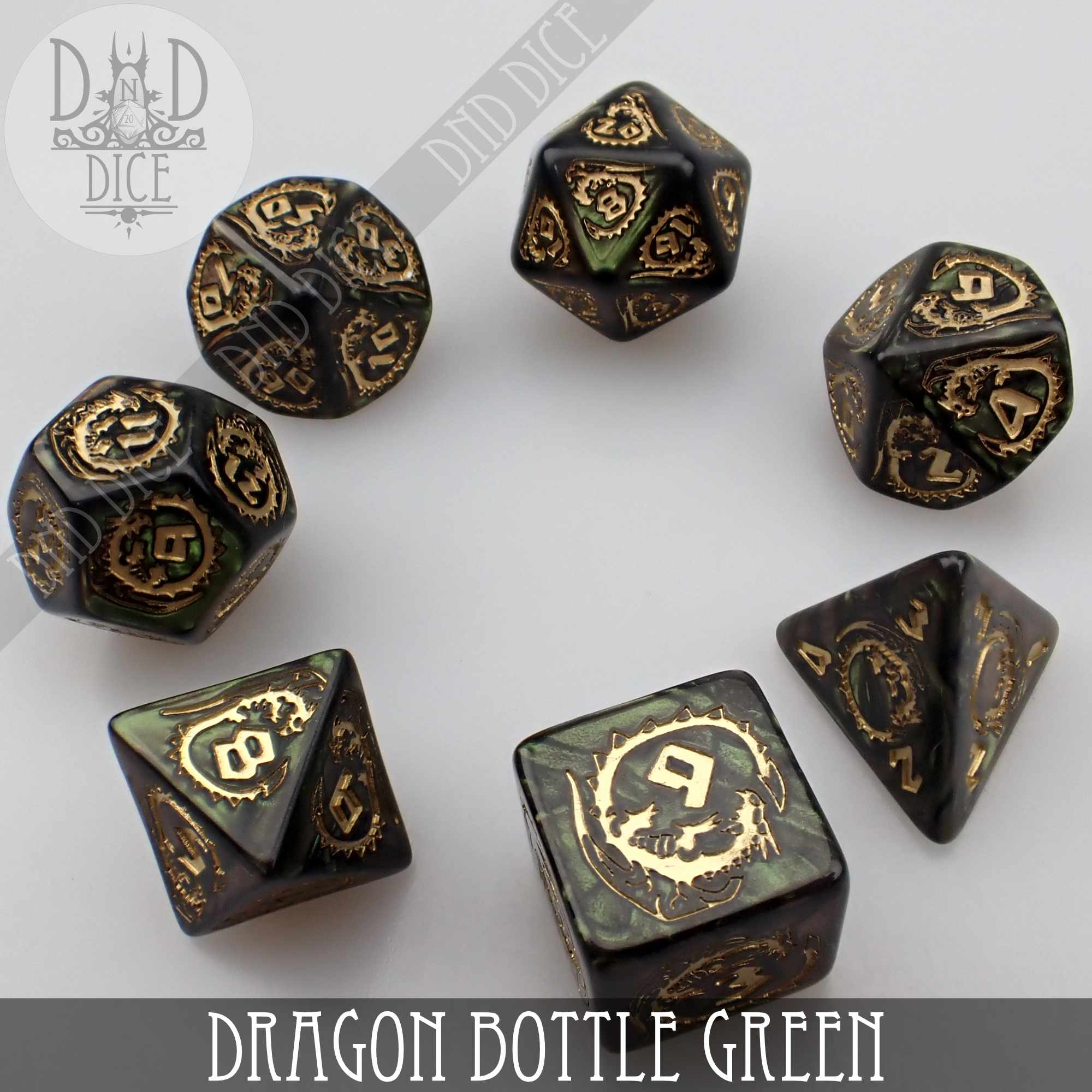 Dragon Nephrite (Bottle Green) Dice Set
