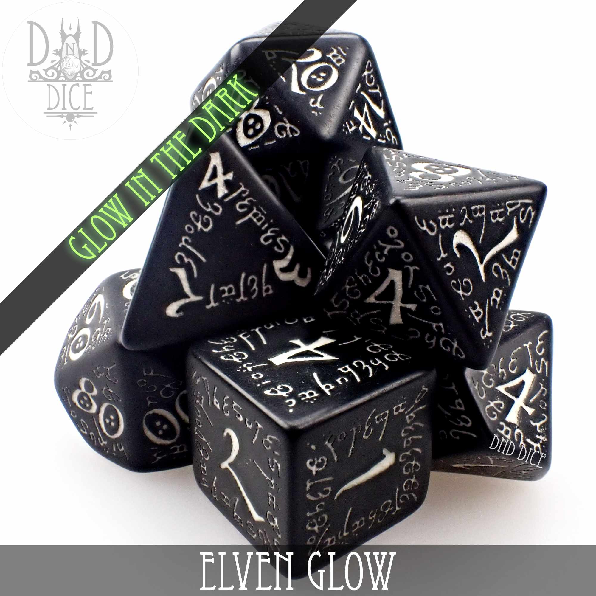 Elven Glow in the Dark Dice Set