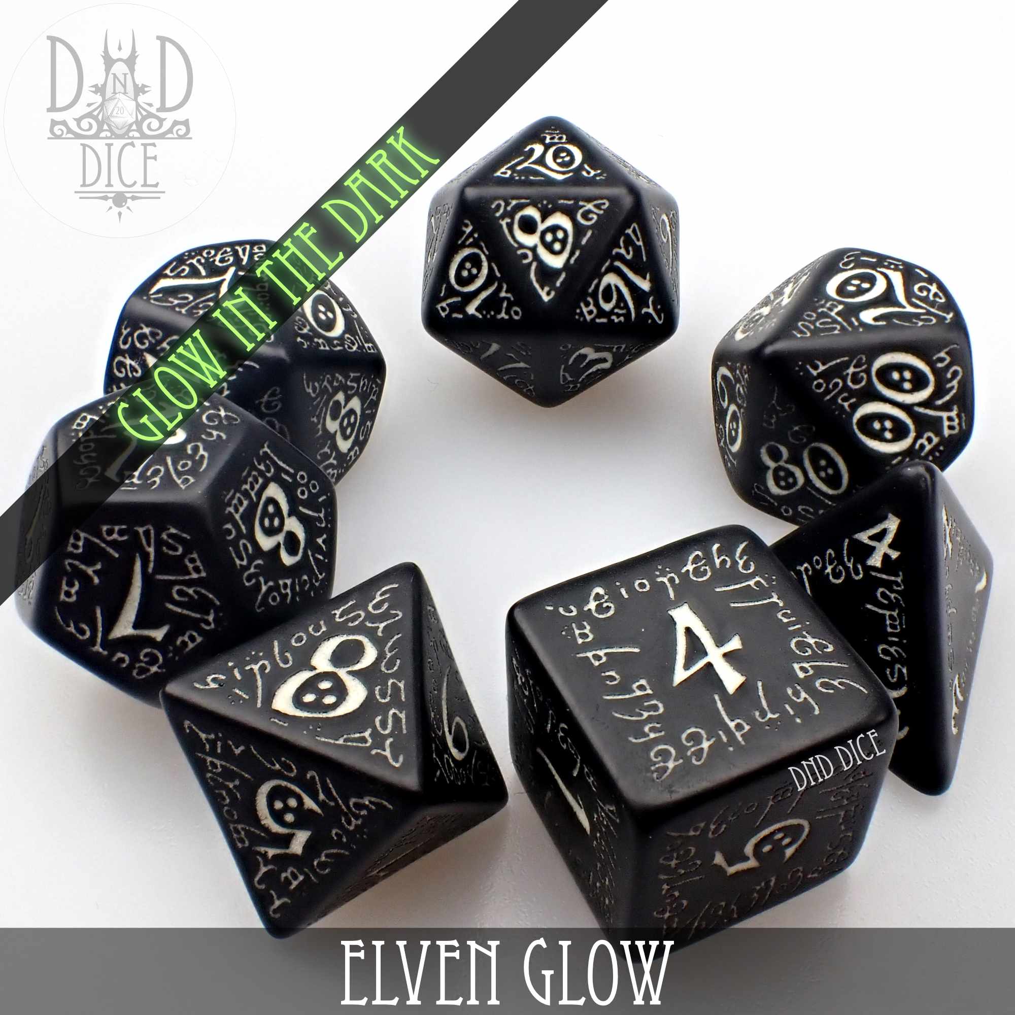 Elven Glow in the Dark Dice Set