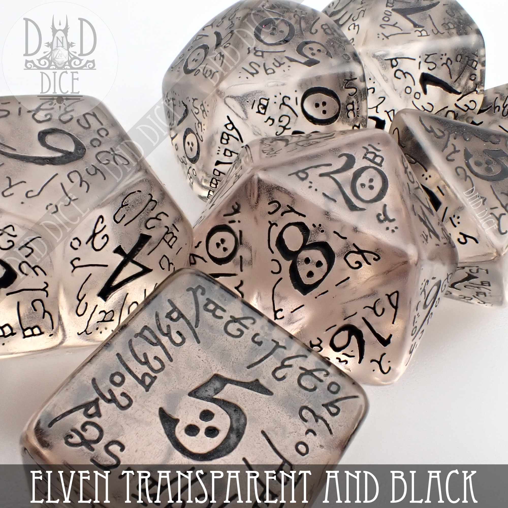 Elven Transparent & Black Dice Set