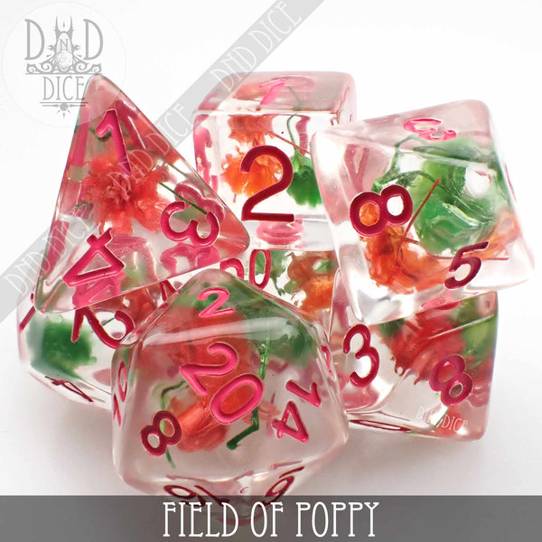 Field of Poppy Dice Set