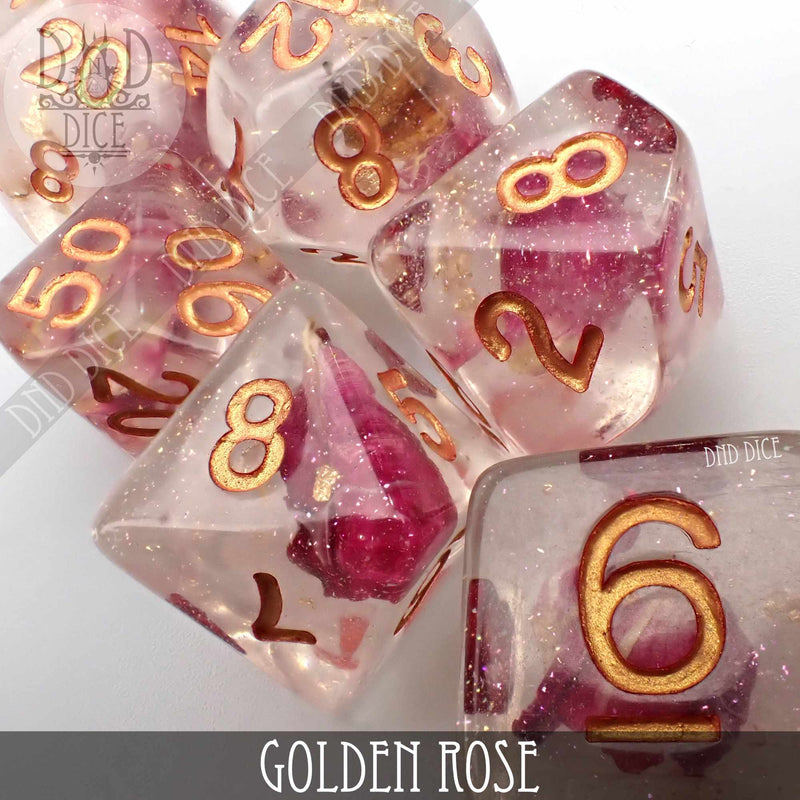 Golden Rose Dice Set