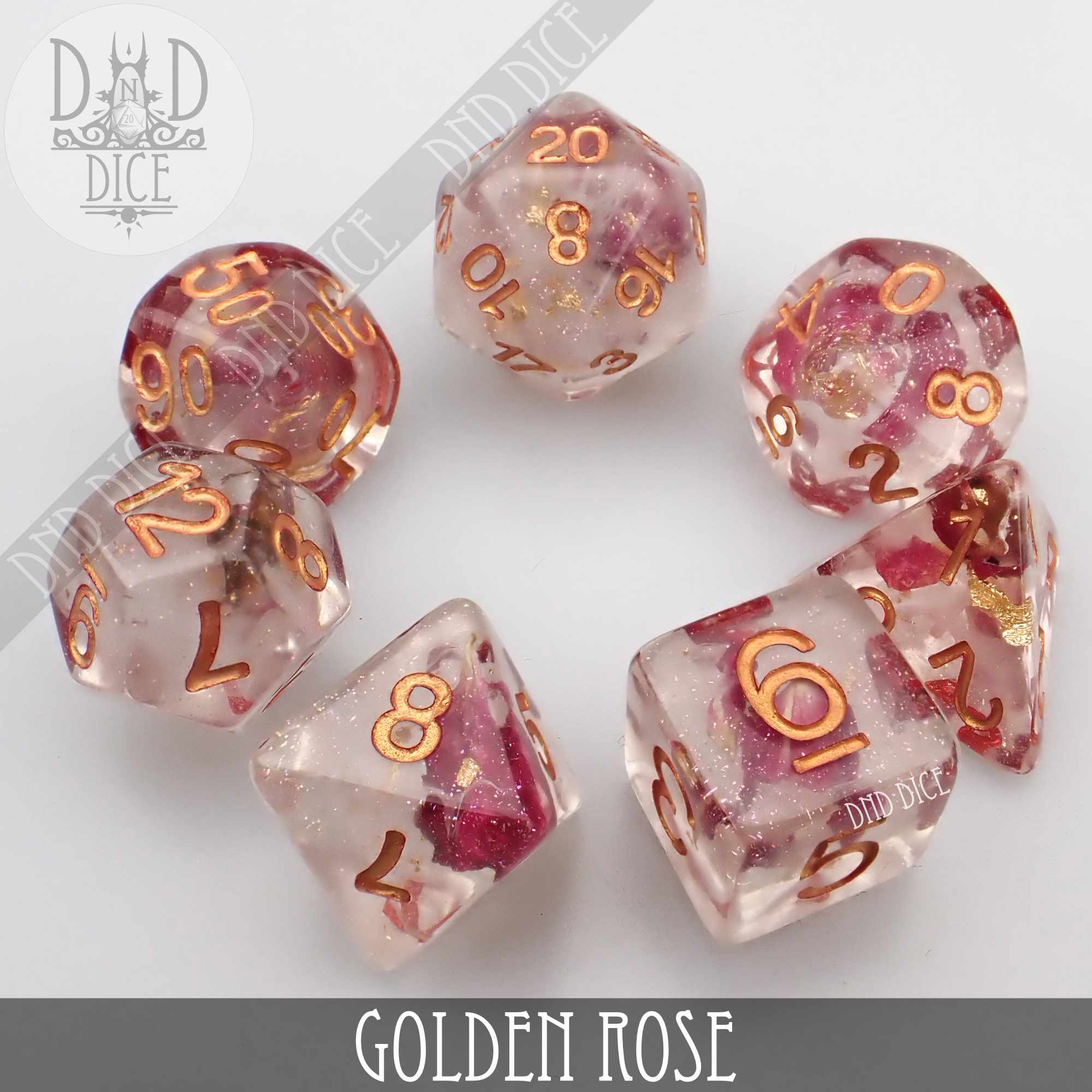 Golden Rose Dice Set