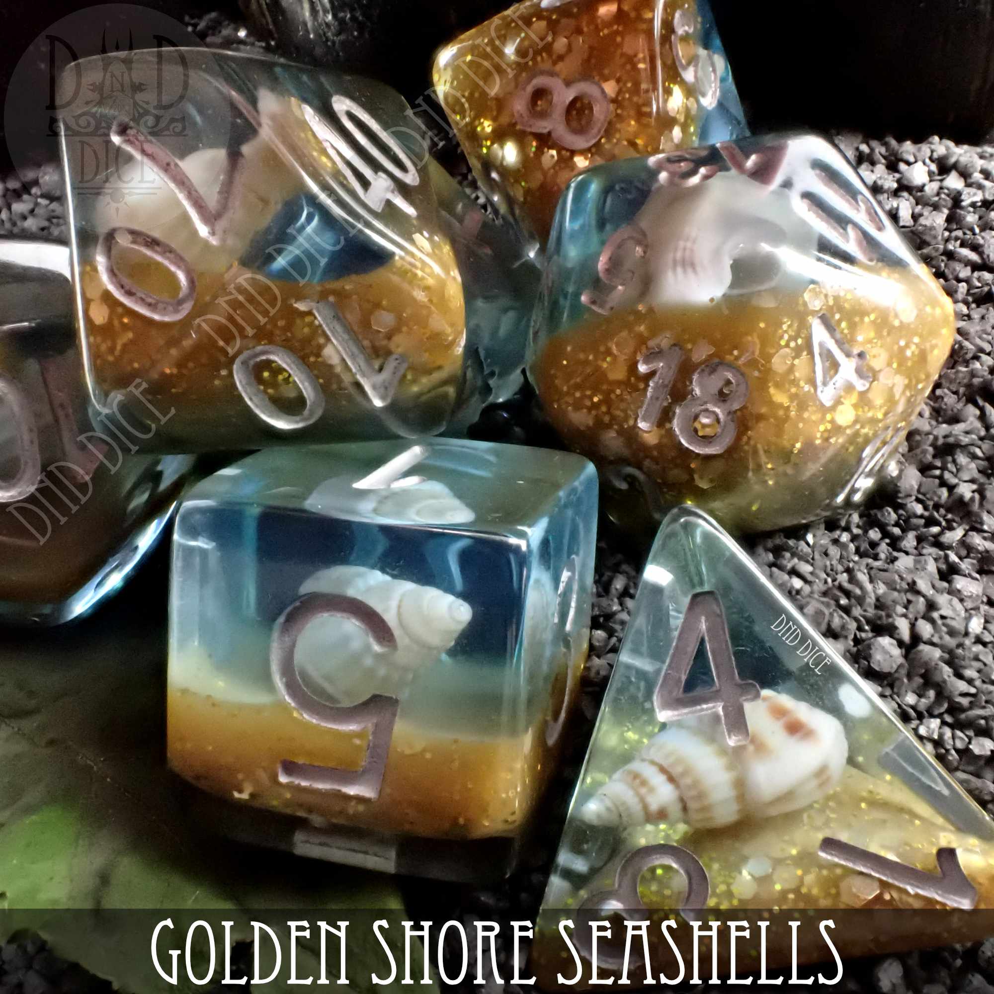 Golden Shore Seashells Dice Set