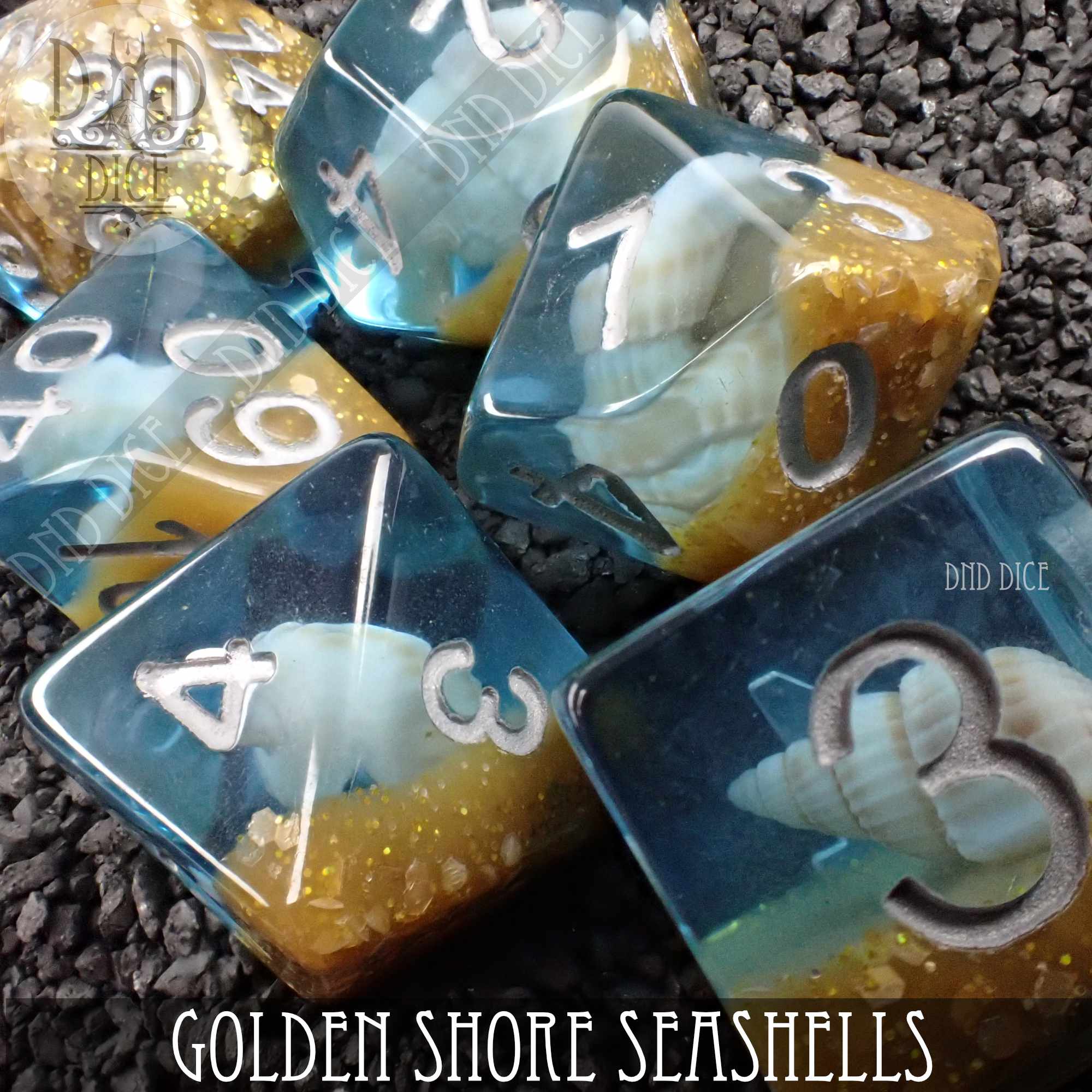 Golden Shore Seashells Dice Set