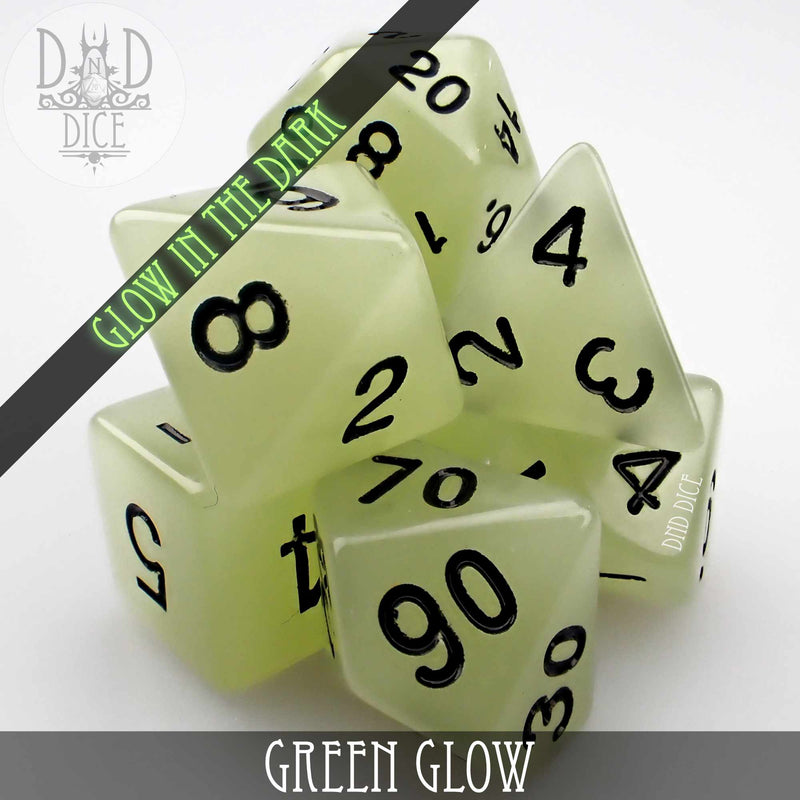 Green Glow in the Dark Dice Set