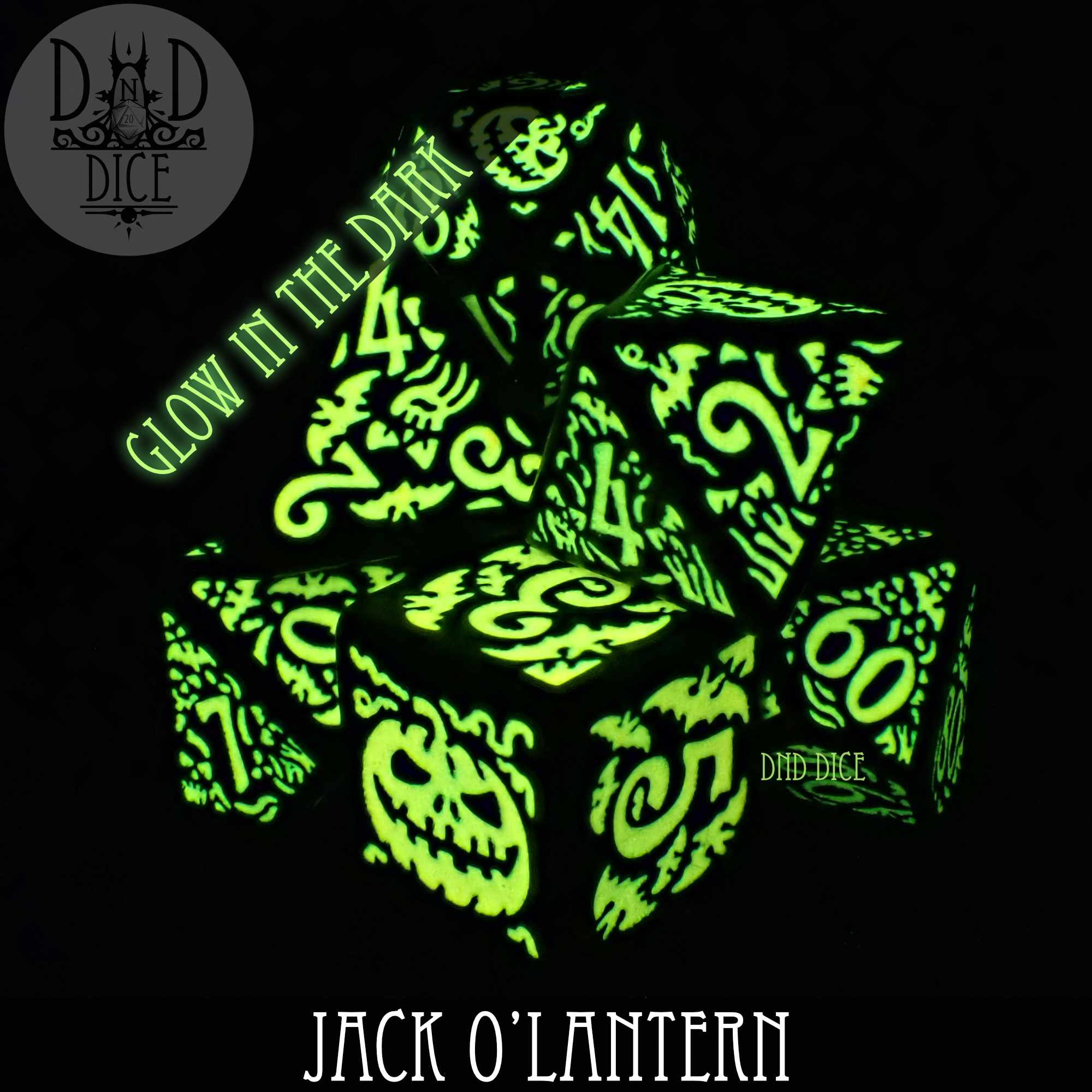 Jack O’Lantern Glow in the Dark Dice Set