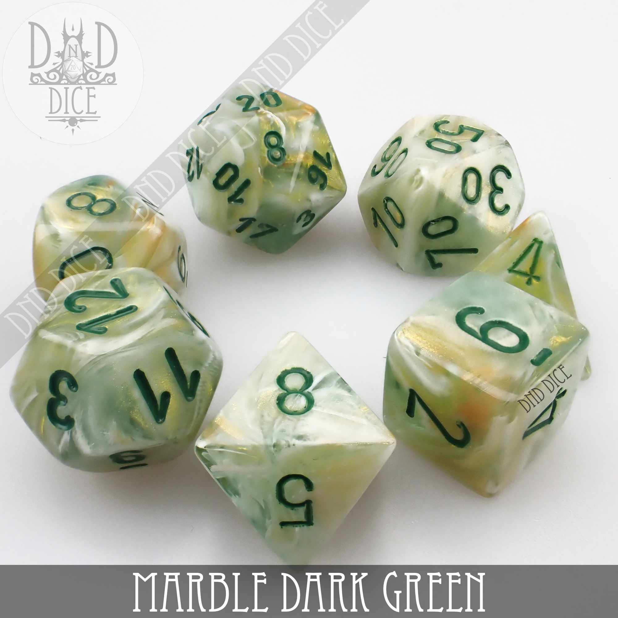 Marble Dark Green Dice Set