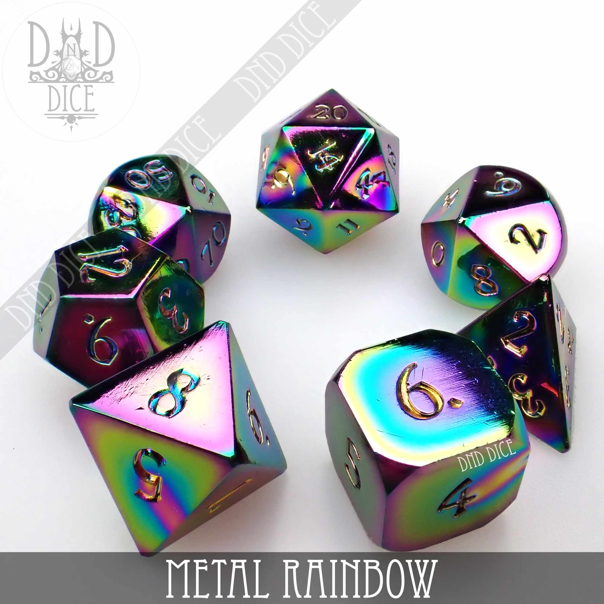 Metal Rainbow Dice Set