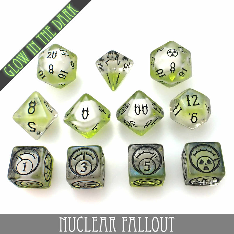 Nuclear Fallout 11 Dice Set (Glow)