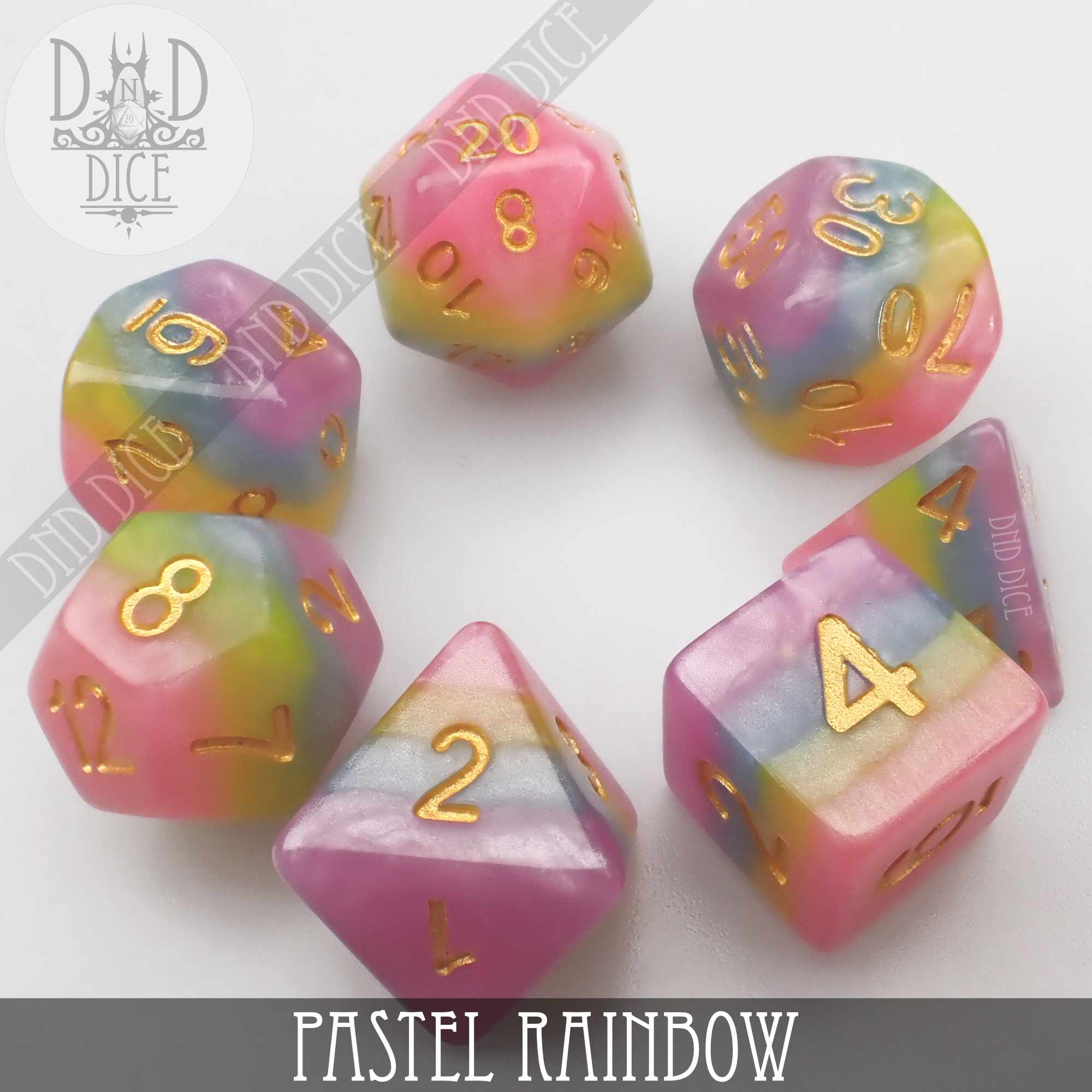 Pastel Rainbow Dice Set