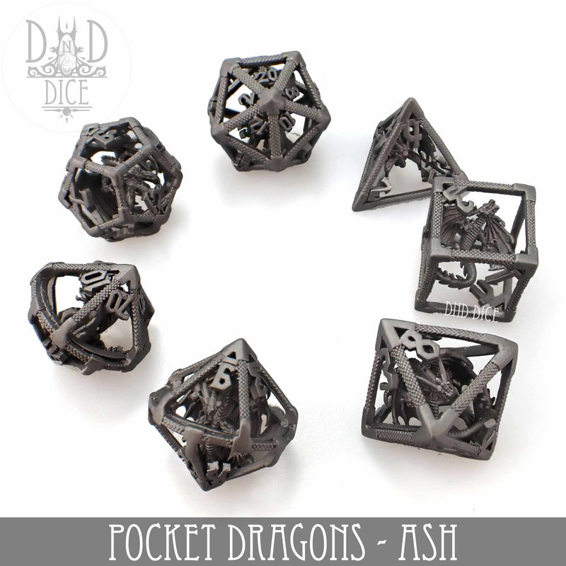 Pocket Dragons - Ash Metal Dice Set (Gift Box)