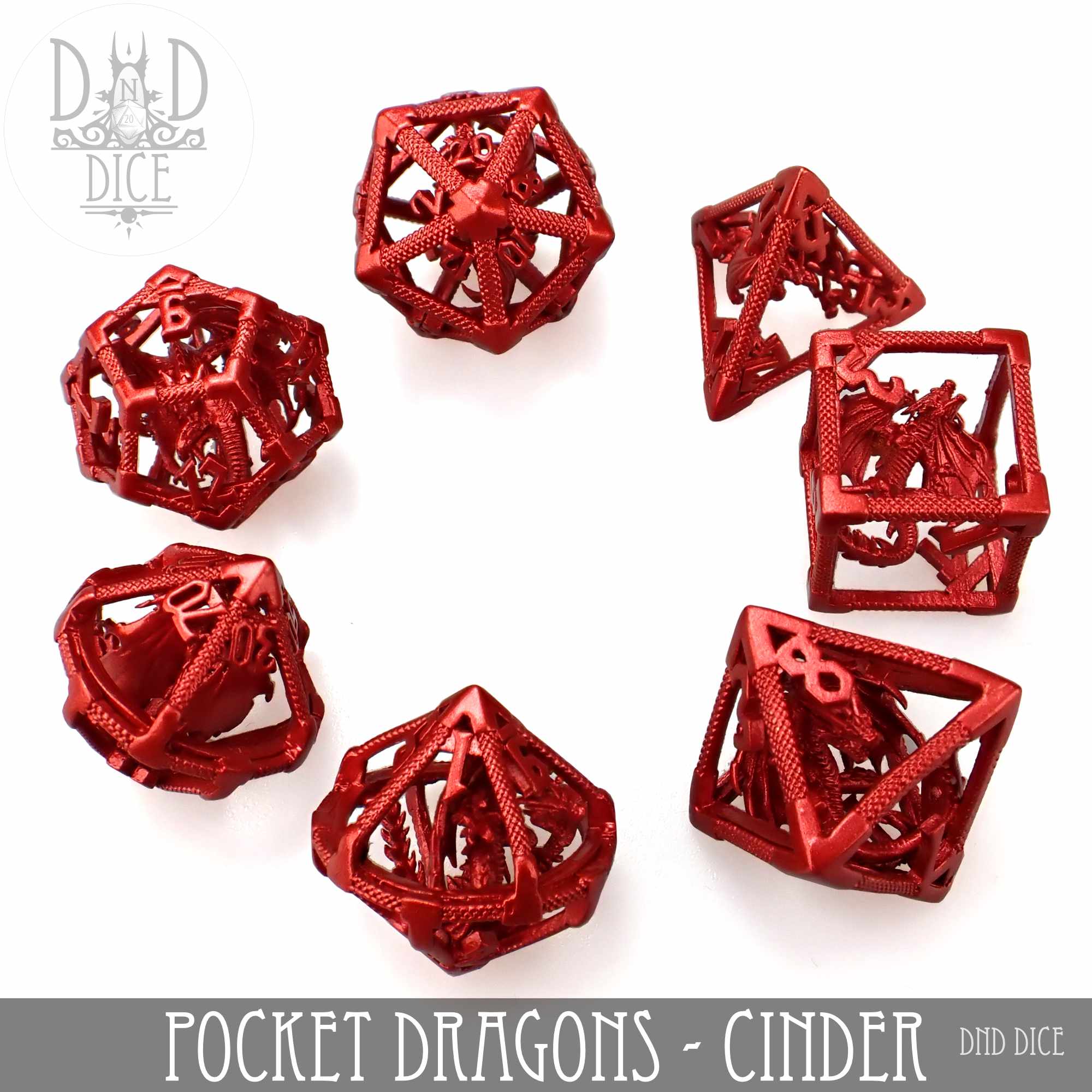 Pocket Dragons - Cinder Metal Dice Set (Gift Box)
