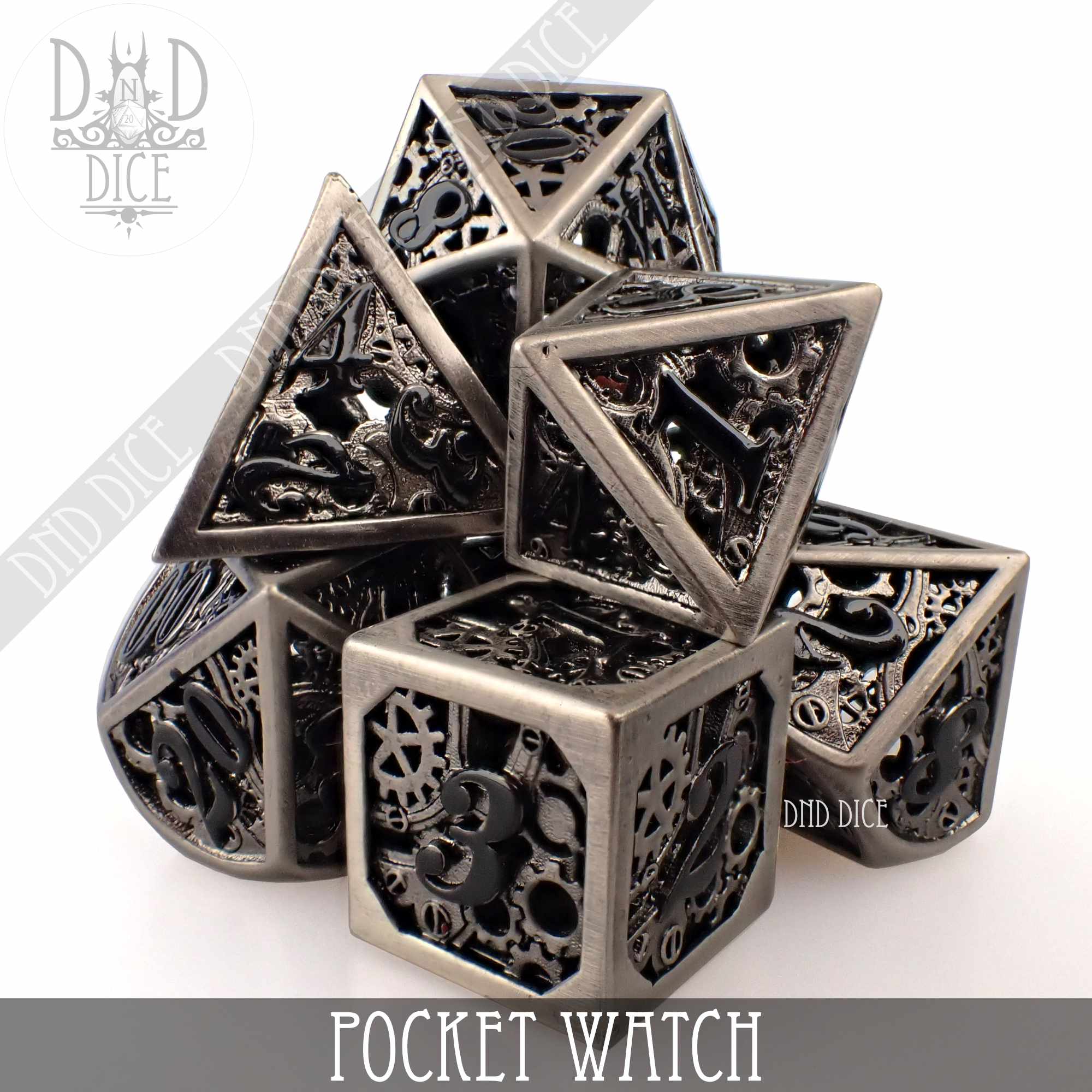 Pocket Watch Hollow Metal Dice Set (Gift Box)