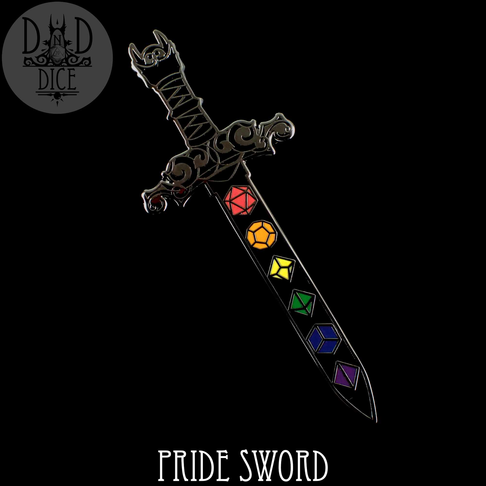 Pride Dice Sword Enamel Pin