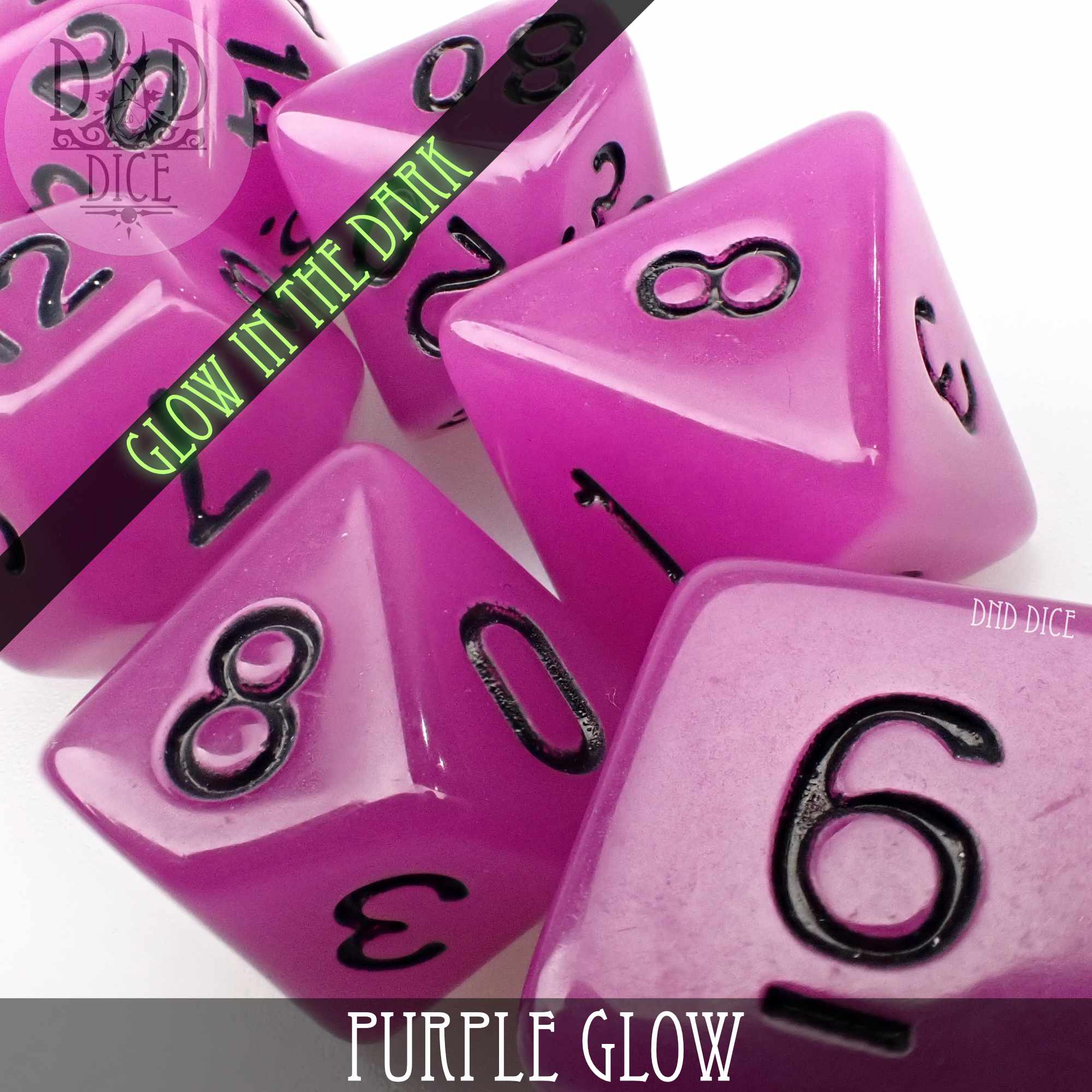Purple Glow in the Dark Dice Set