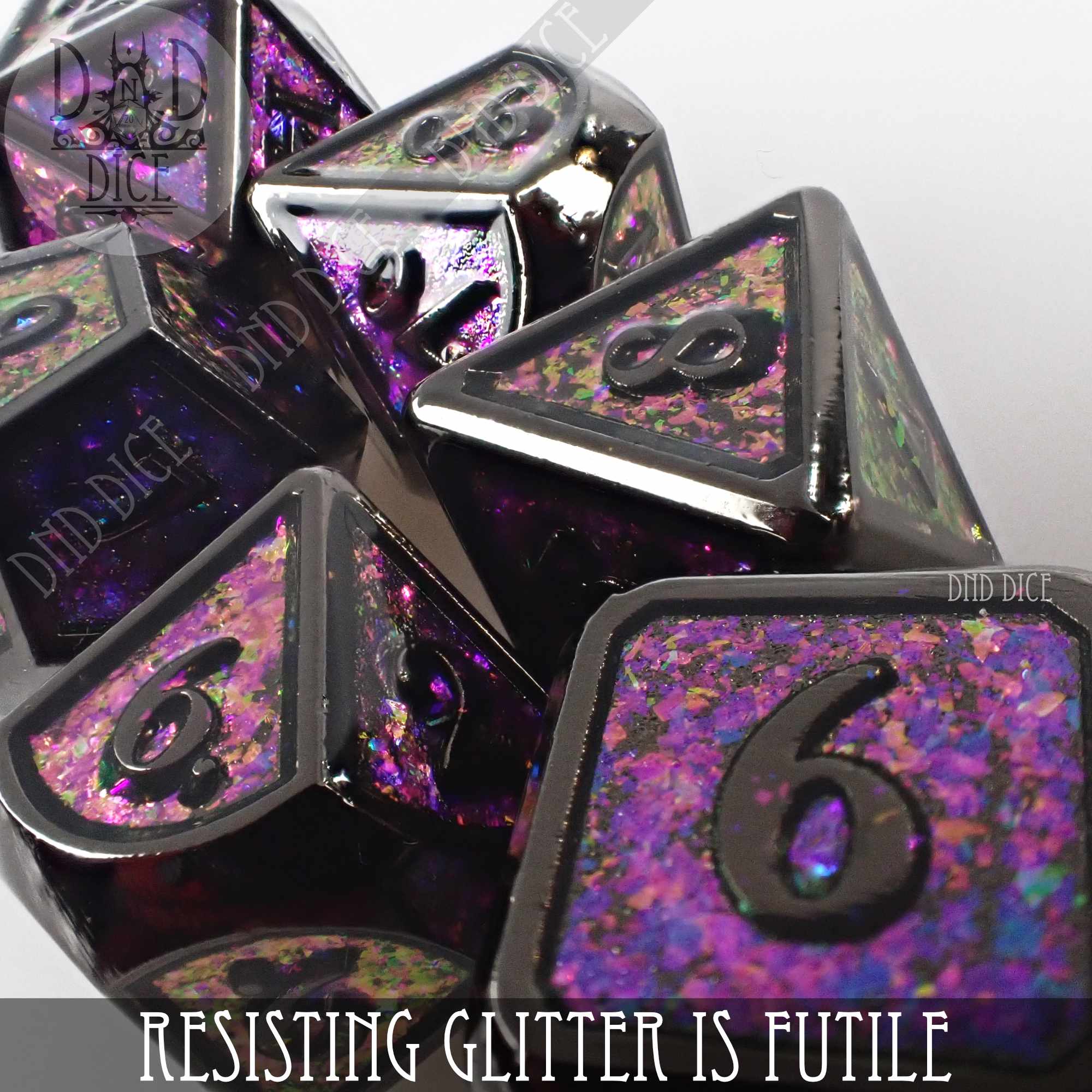 Resisting Glitter is Futile Metal Dice Set