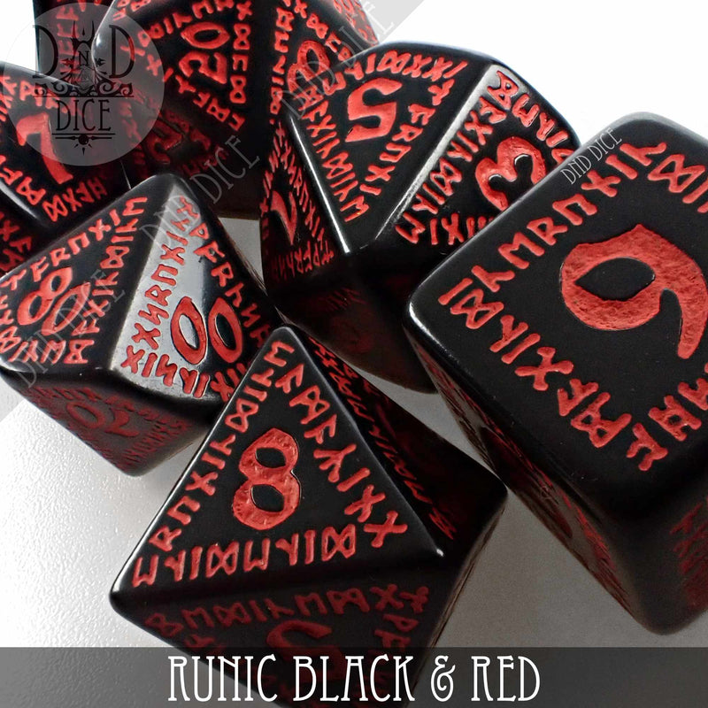 Runic Black & Red Dice Set