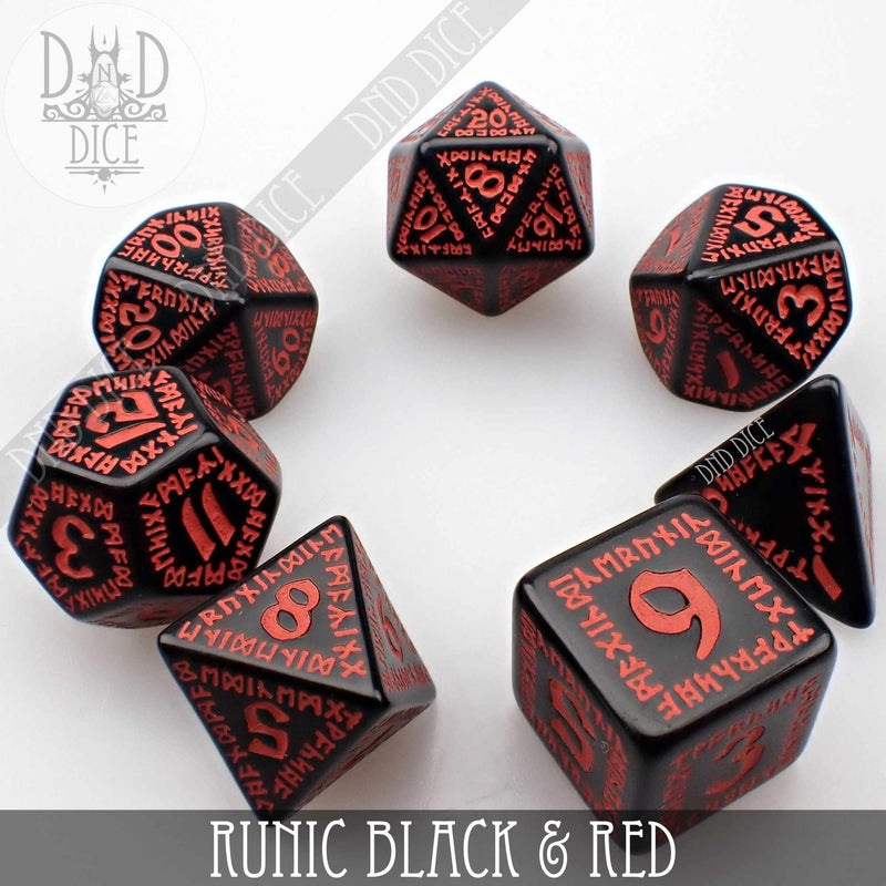 Runic Black & Red Dice Set