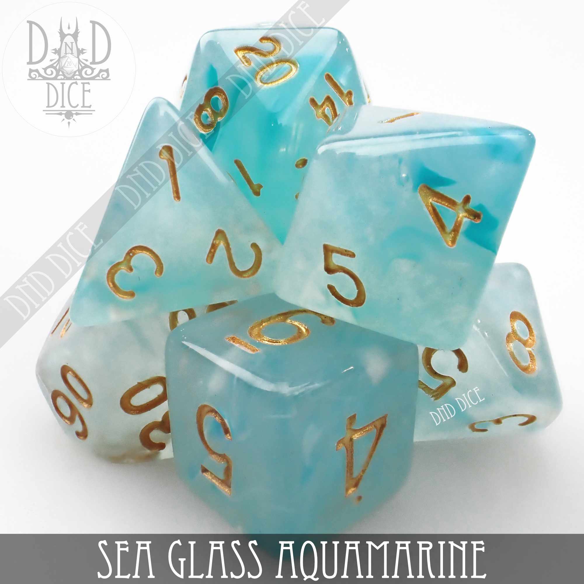 Sea Glass Aquamarine Dice Set