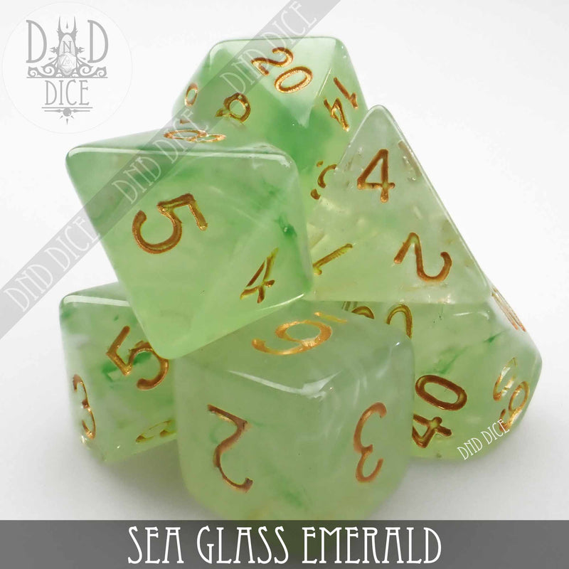 Sea Glass Emerald Dice Set