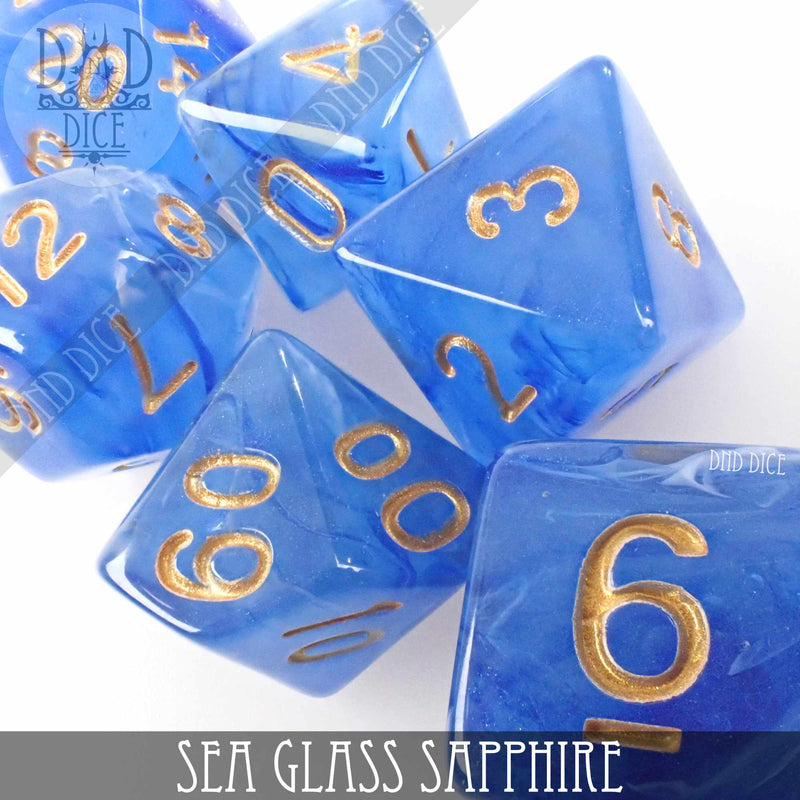 Sea Glass Sapphire Dice Set