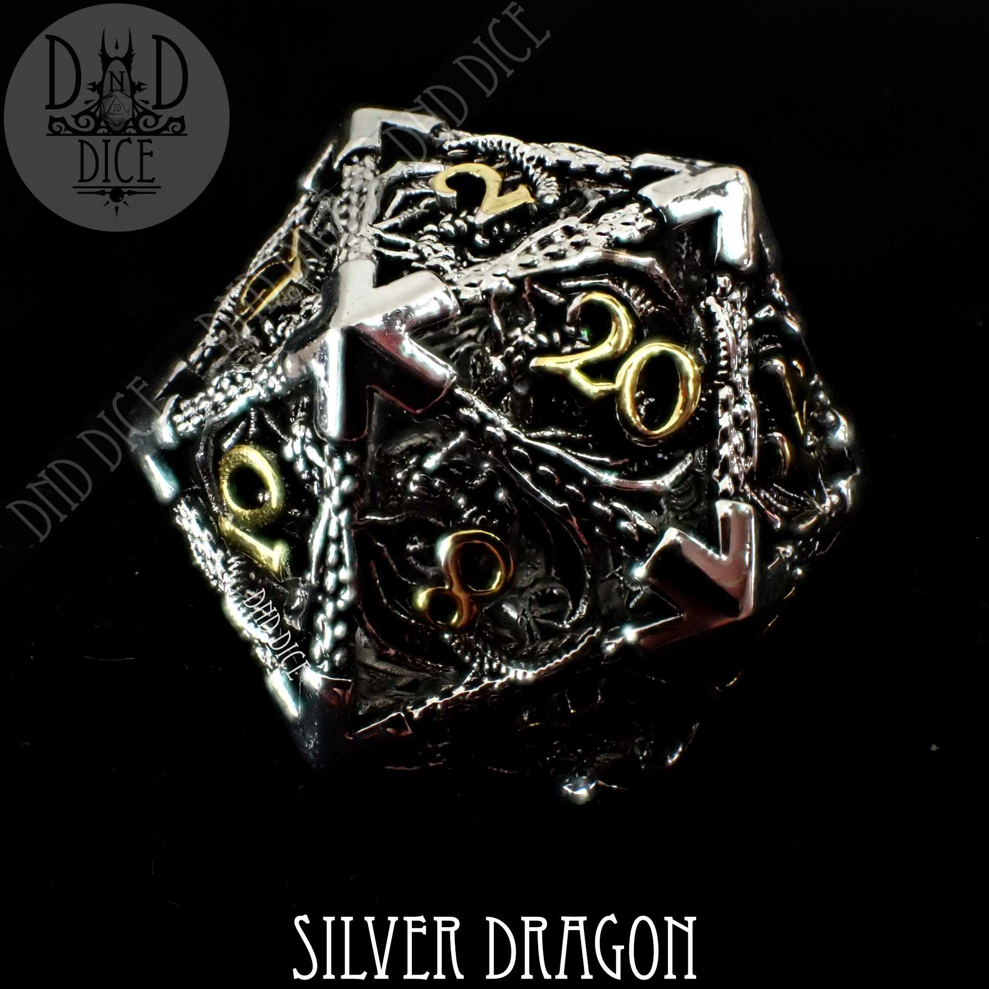 Dragon's Hollow Silver Metal hot DND Dice Set