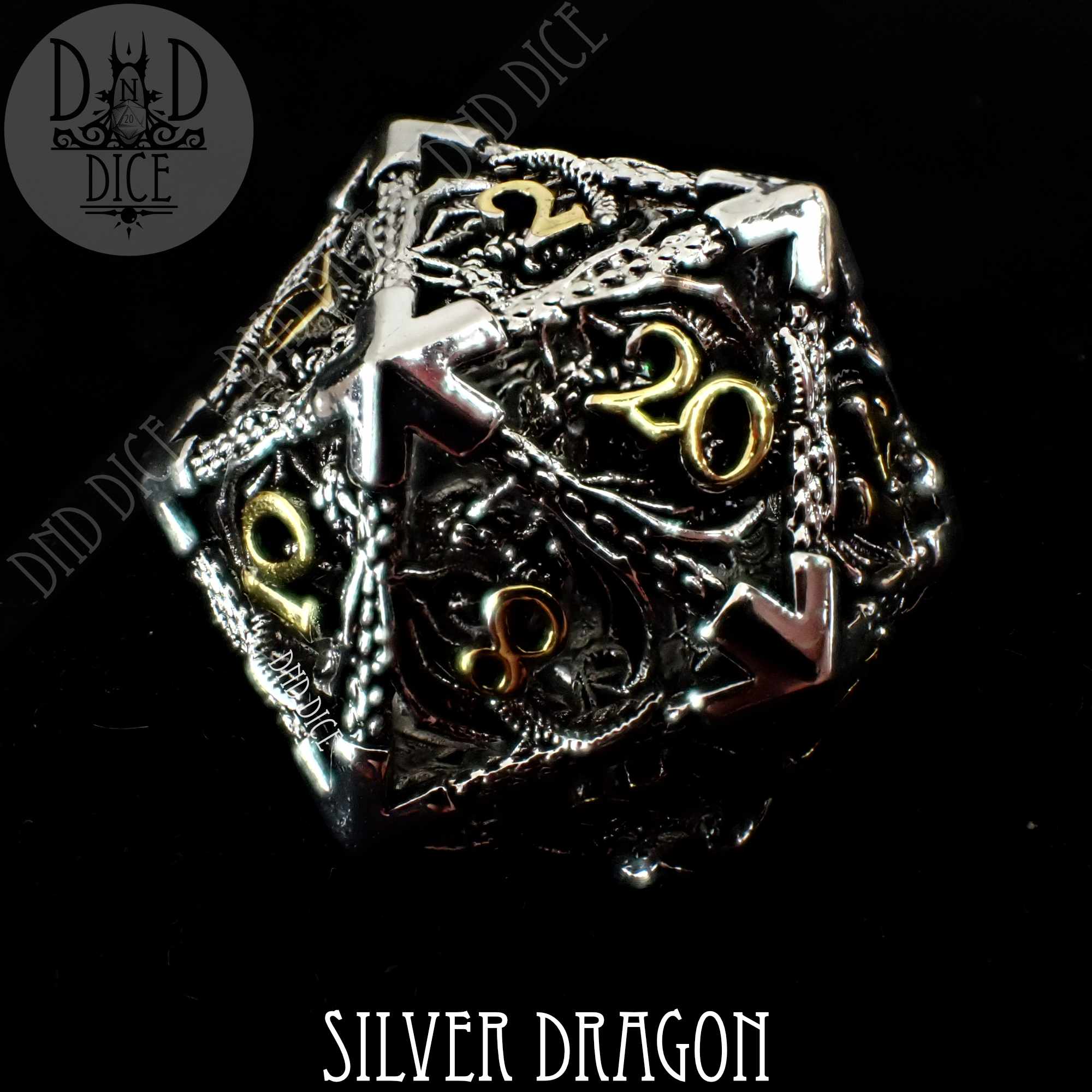  Haxtec Hollow Metal DND Dice Set 7PCs Flying Dragon Silver Red  D&D Dice Set with Leather Dice Bag for Dungeons and Dragons TTRPG Gift :  Toys & Games