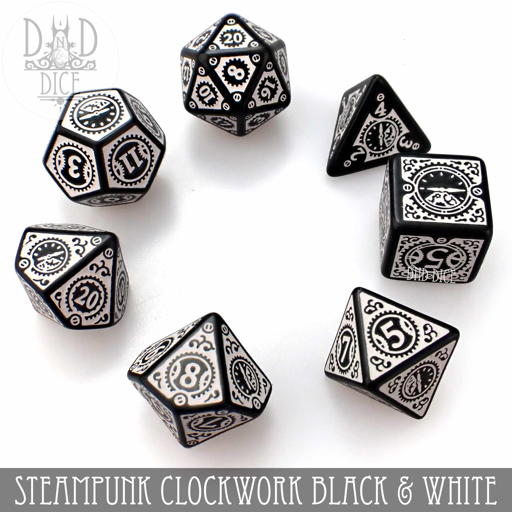 Steampunk Clockwork Black Dice Set