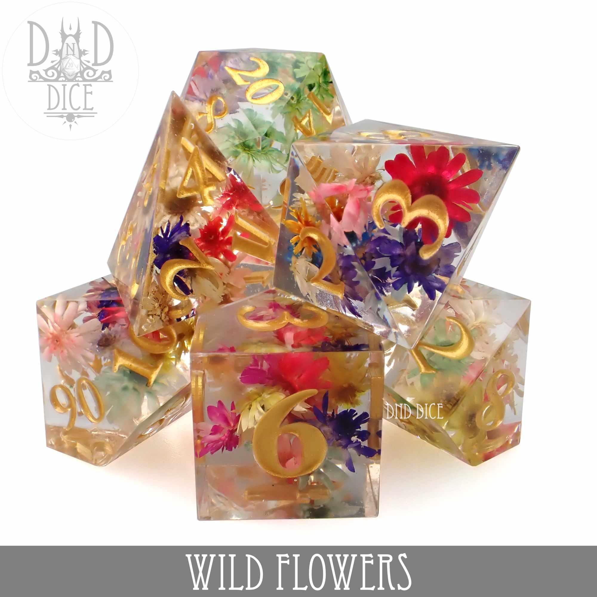 Wild Flowers Handmade Dice Set
