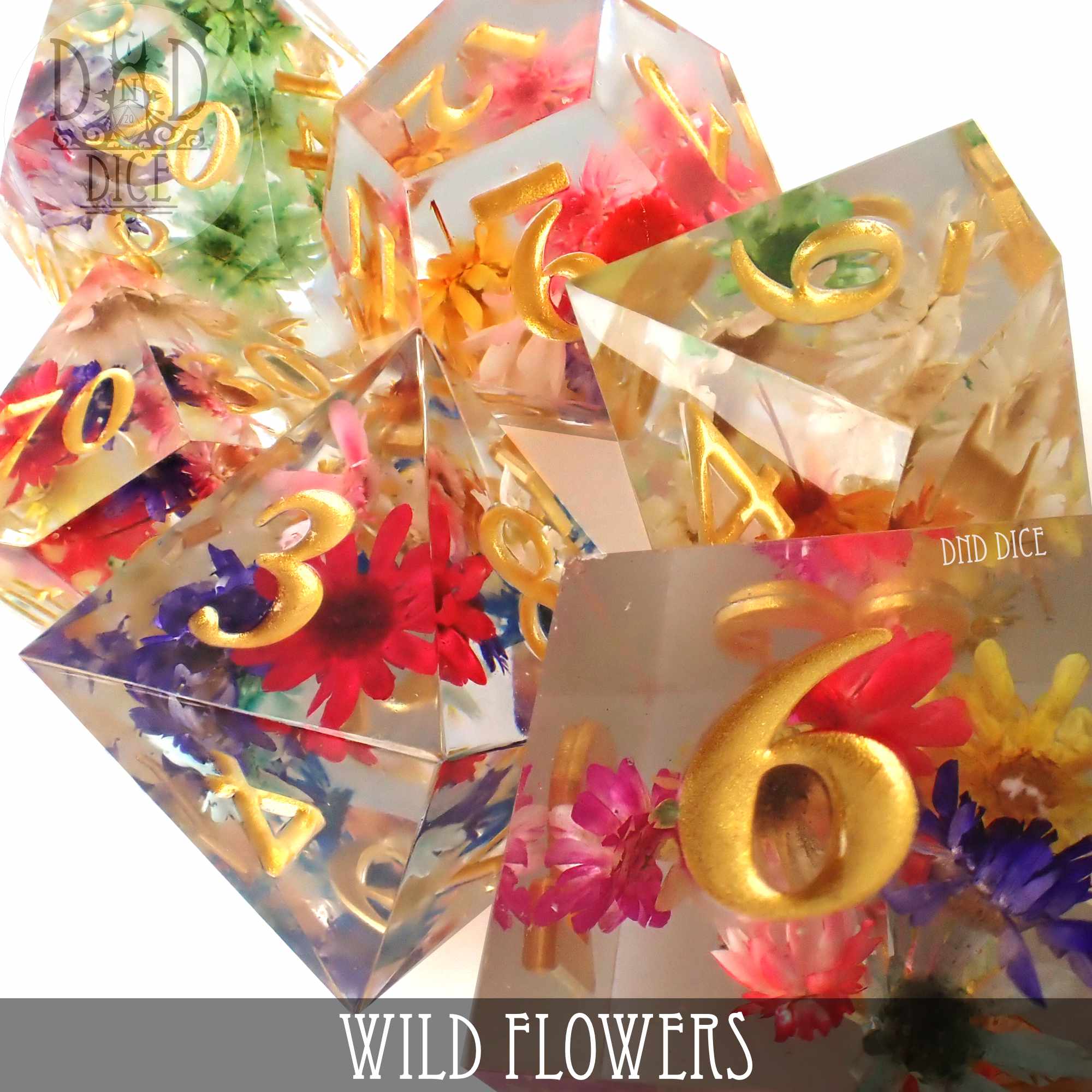 Wild Flowers Handmade Dice Set