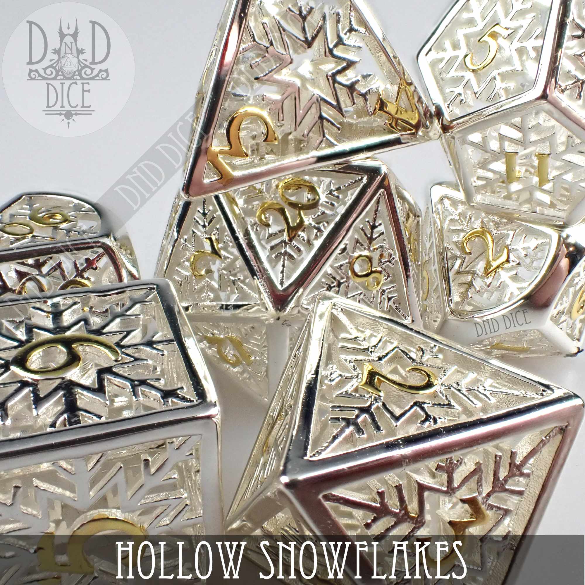 Snowflakes Hollow Metal Dice Set (Gift Box)