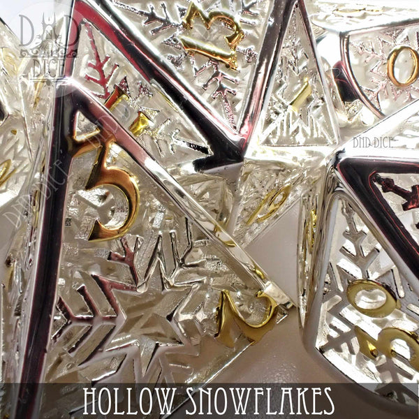 Snowflakes 7 or 11 Hollow Metal Dice Set (Gift Box)